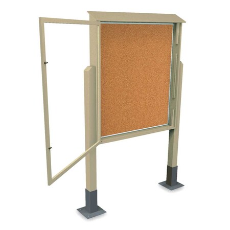 United Visual Products Sliding Door Indoor Enclosed Corkboard, 4 UV9025ACSH4824-WHITE-APRICOT